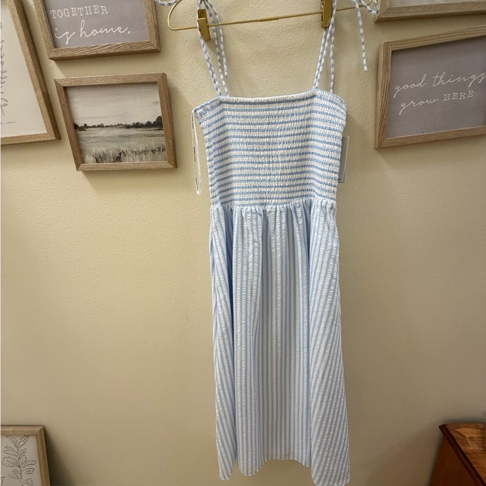 julia jordan Light Blue and White Smocked Sundress